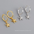 New Design Isand Style S925 Sterling Silver Lovely Starfish Hoop Earrings